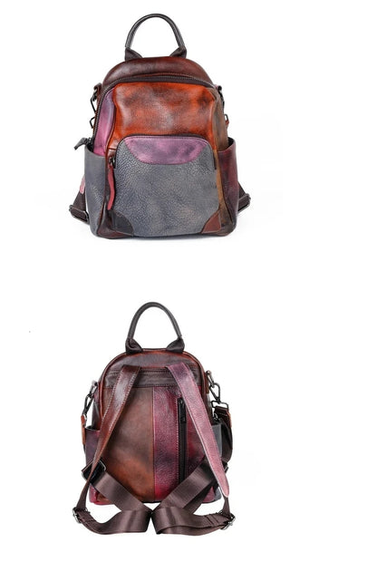 Sac à dos Diana Vintage Patchwork – Fabriqué en cuir véritable de première qualité