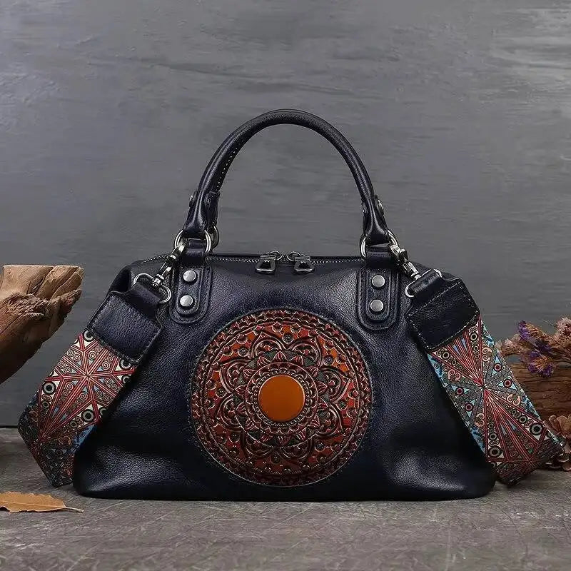 Sac Boston Serena Vintage – Fabriqué en cuir véritable de première qualité 