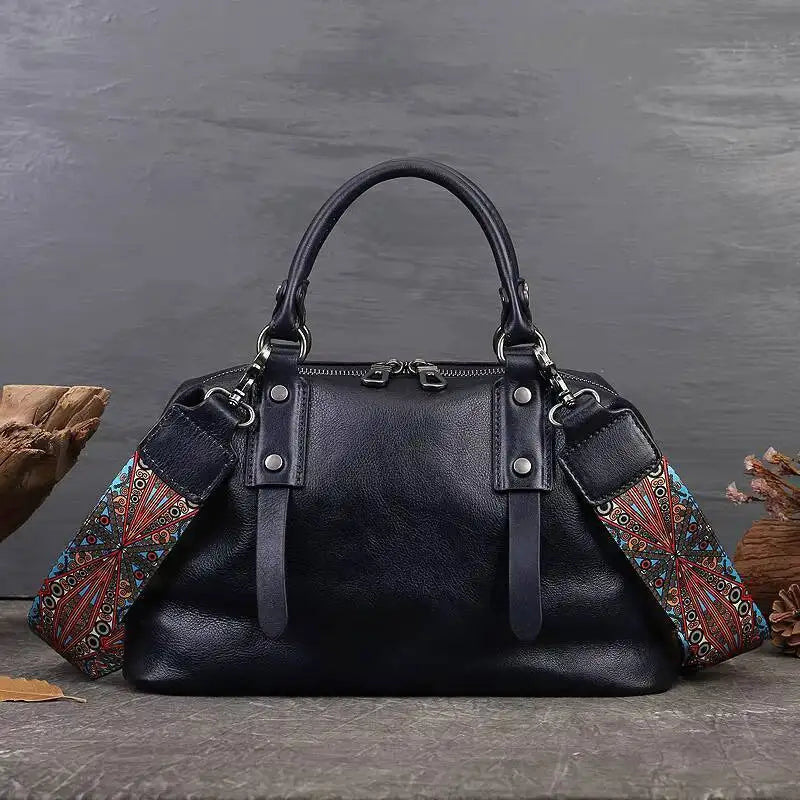 Sac Boston Serena Vintage – Fabriqué en cuir véritable de première qualité 