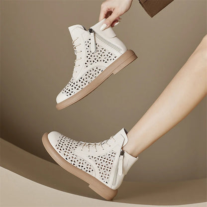 Bottes pour femmes GKTINOO, cuir véritable, découpes respirantes