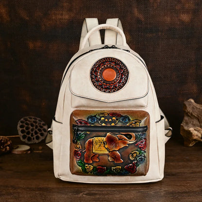 Sac à dos Maya Vintage Éléphant – Modèle antivol de haute qualité