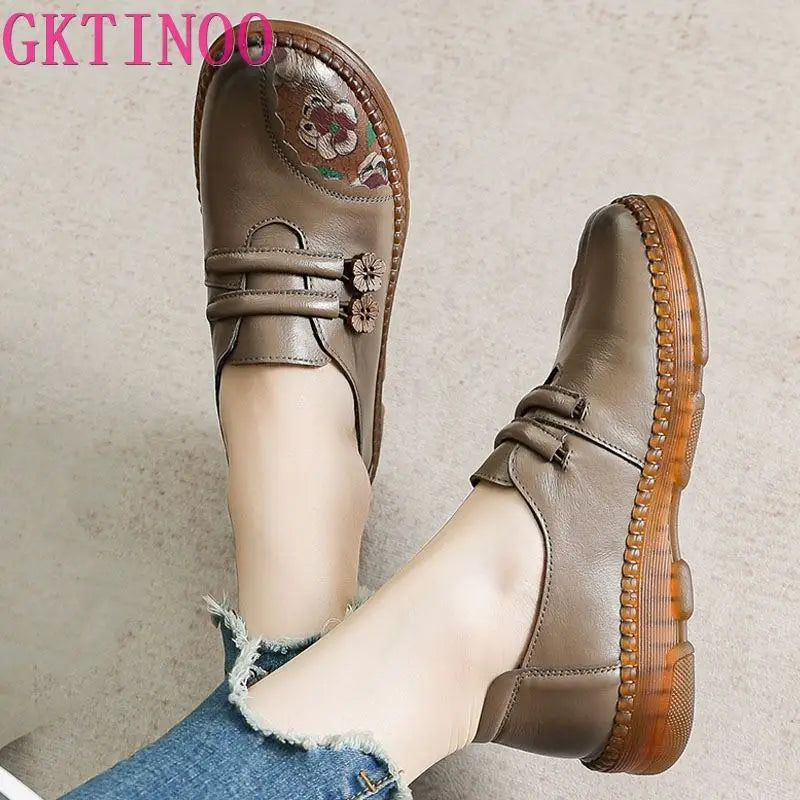 Mocassins en cuir véritable pour femmes GKTINOO, confortables et décontractés