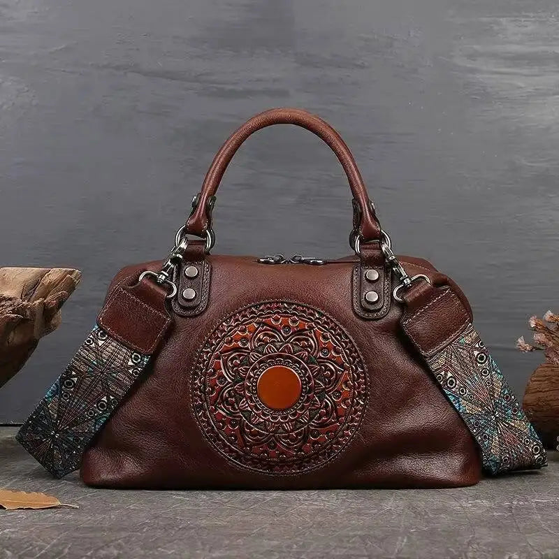 Sac Boston Serena Vintage – Fabriqué en cuir véritable de première qualité 