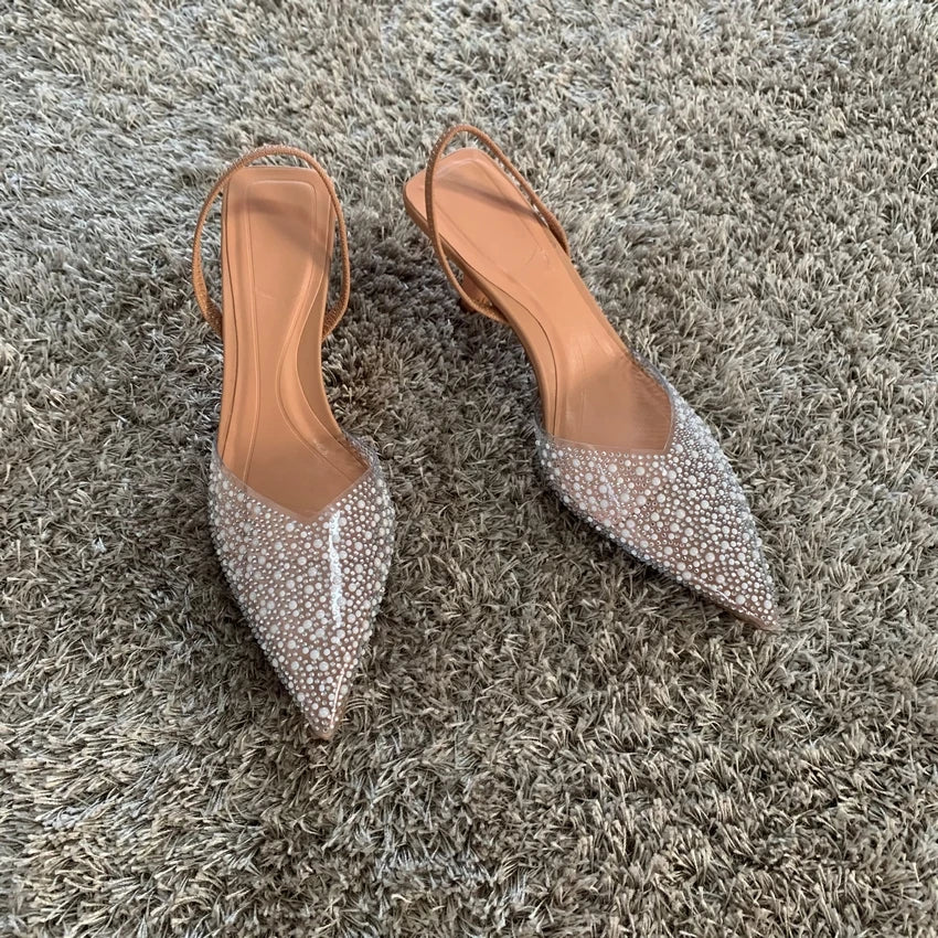 Isabella Pearl - Sandálias Slingback Elegantes com Pérolas