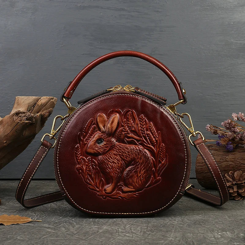 Sac rond vintage Colette – Fabriqué en cuir véritable de première qualité