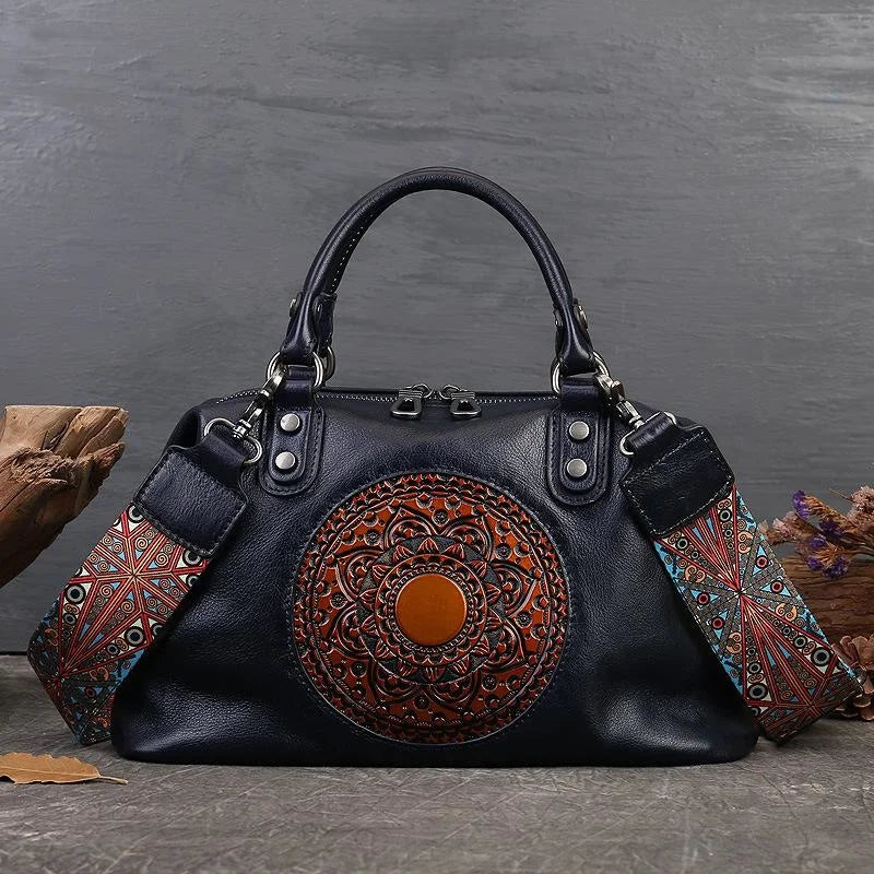 Sac Boston Camila Vintage – Fabriqué en cuir véritable de première qualité