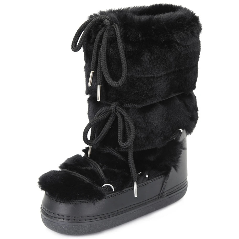 Gio Daux - Bottes en cuir véritable et textile