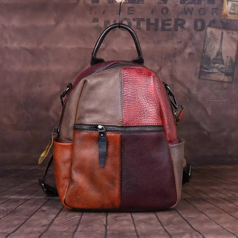 Sac à dos Diana Vintage Patchwork – Fabriqué en cuir véritable de première qualité