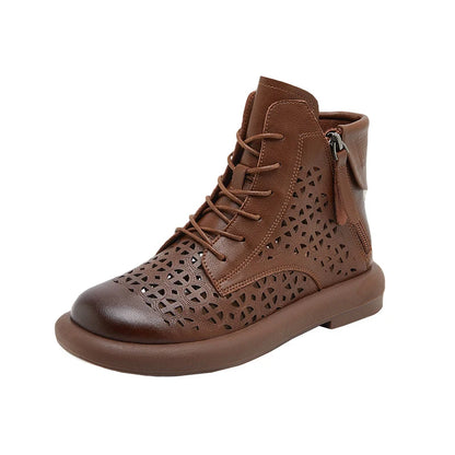 Bottes pour femmes GKTINOO, cuir véritable, découpes respirantes