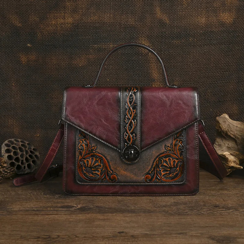 Sac carré vintage Elisa – Motif floral de haute qualité