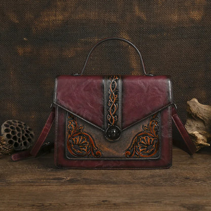 Sac carré vintage Elisa – Motif floral de haute qualité