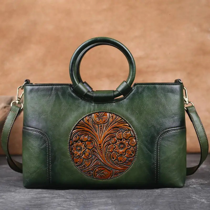 Sac vintage à motif camélia et fleurs – Finition élégante et de haute qualité