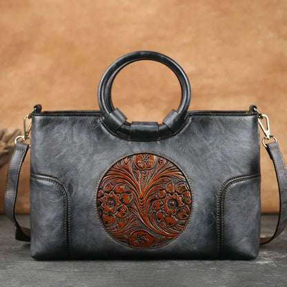 Sac vintage à motif camélia et fleurs – Finition élégante et de haute qualité