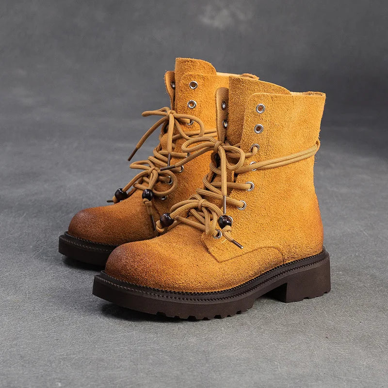 Bottes en cuir pour femme, mi-mollet, talon carré