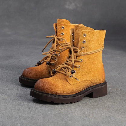 Bottes en cuir pour femme, mi-mollet, talon carré
