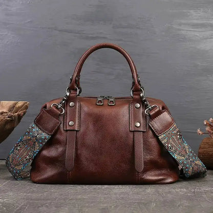 Sac Boston Serena Vintage – Fabriqué en cuir véritable de première qualité 
