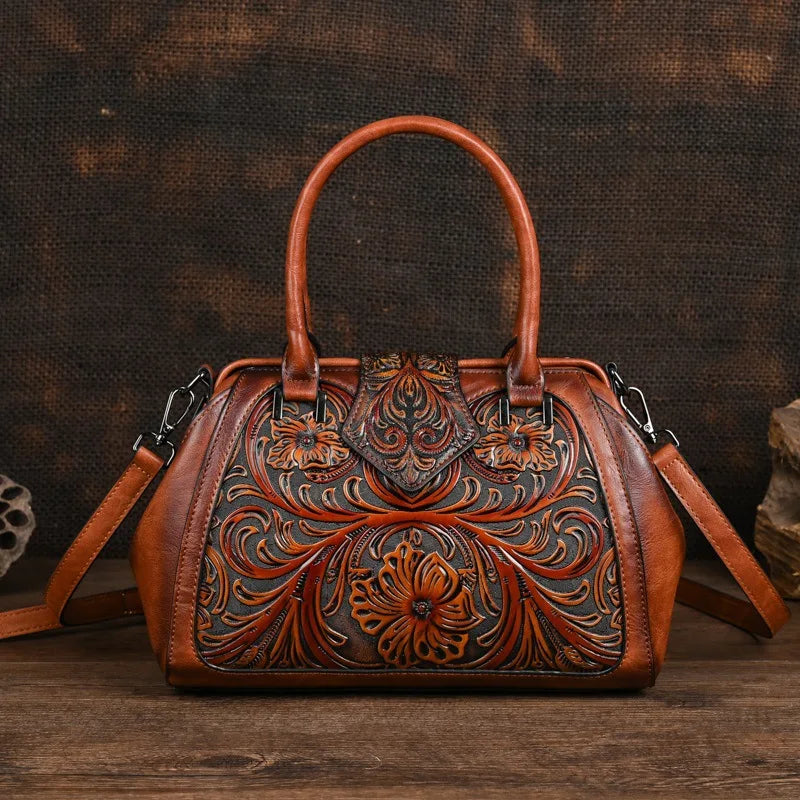Mala Tote Amélia Vintage – Acabamento Floral de Alta Qualidade