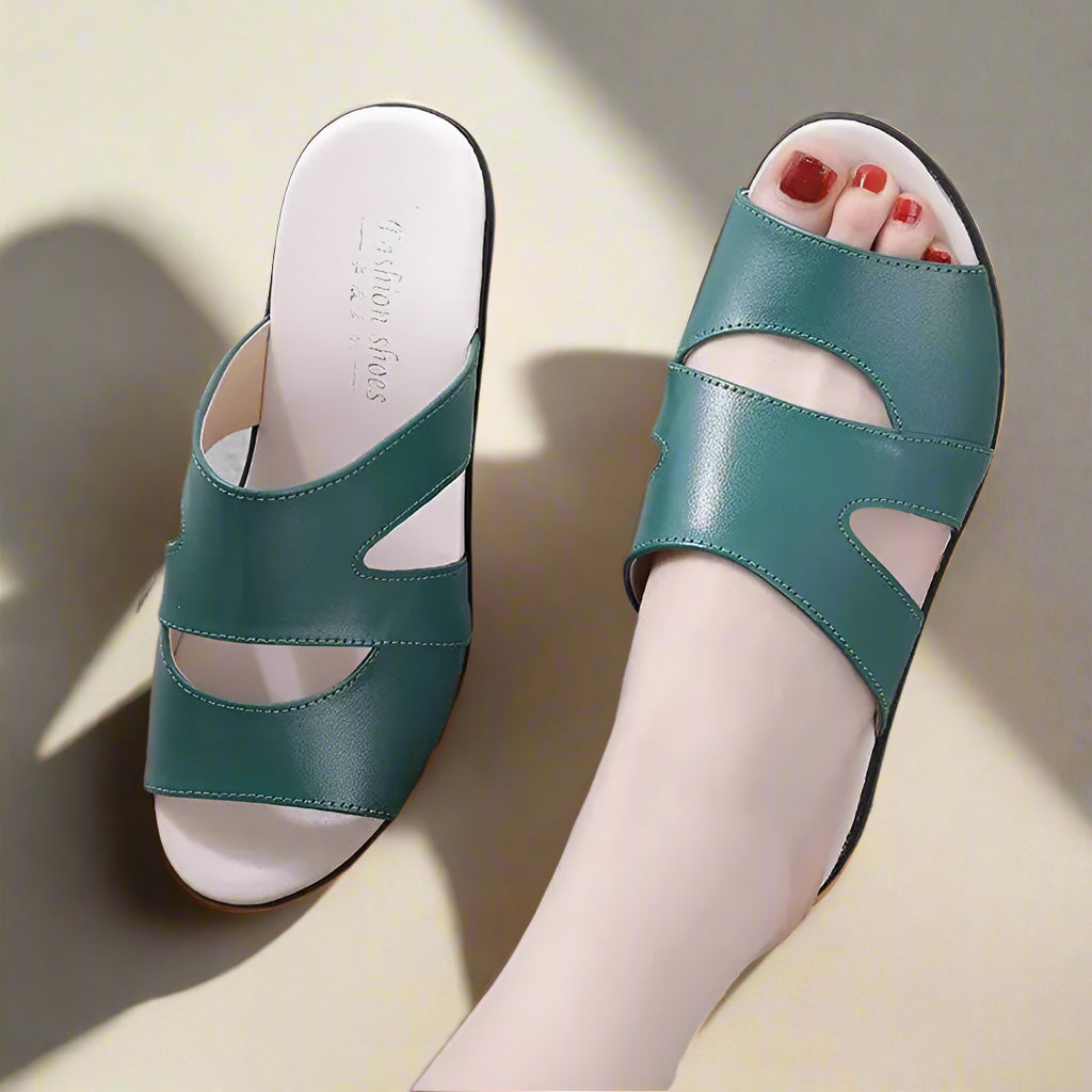 Unadan - Tongs en cuir véritable ultra confortables