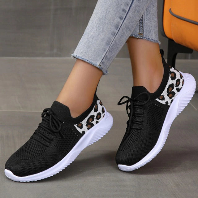 Chaussures de tennis semi-orthopédiques pour femmes à motif léopard
