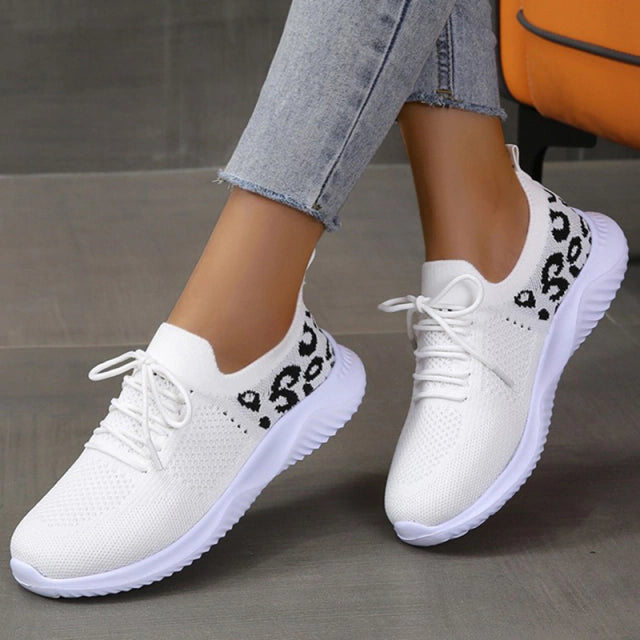 Chaussures de tennis semi-orthopédiques pour femmes à motif léopard