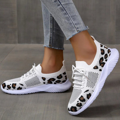 Chaussures de tennis semi-orthopédiques pour femmes à motif léopard